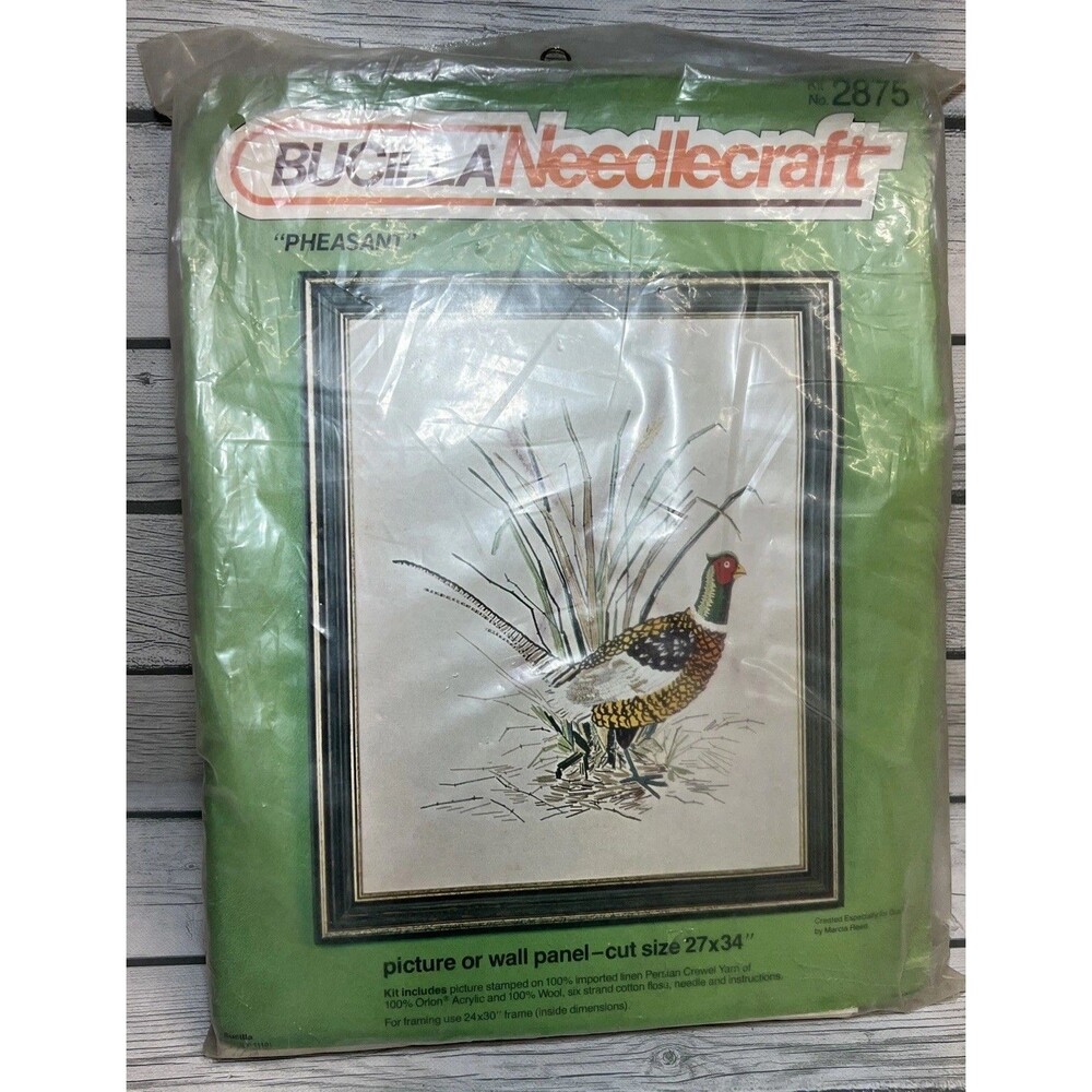 New Vintage Bucilla Creative Needlecraft "Pheasant “ 27x34 #2875 MCM Crewel